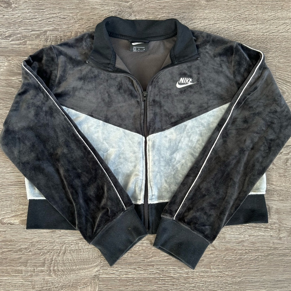 NIKE VELVET CROPPED FULL ZIP TRACK JACKET